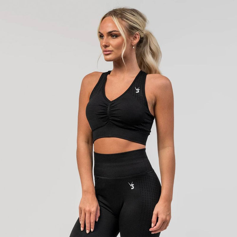 V3 Apparel Empower Seamless Scrunch Sports Bra – Black