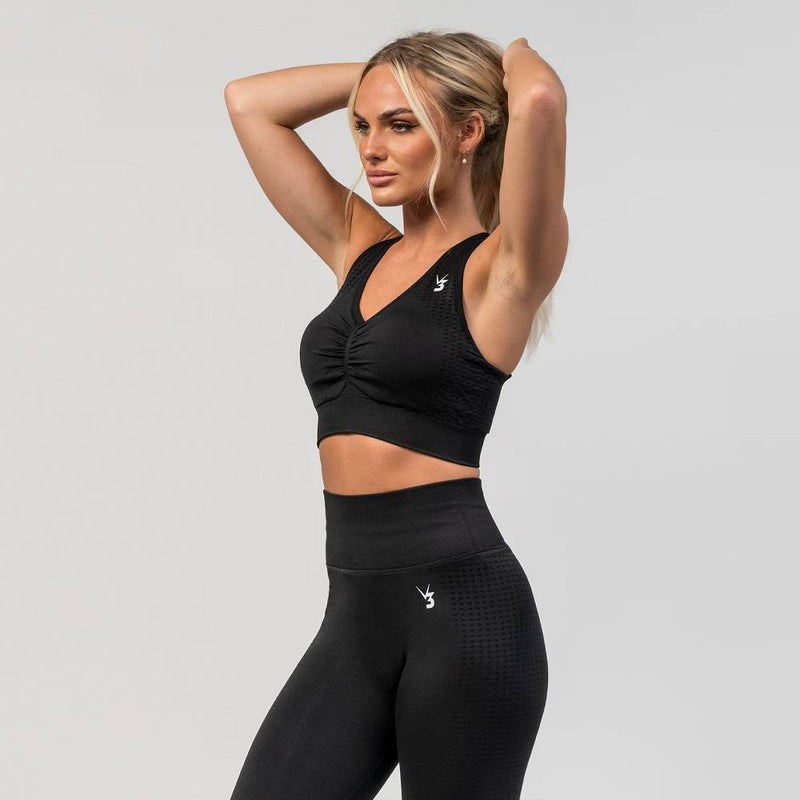 V3 Apparel Empower Seamless Scrunch Sports Bra – Black