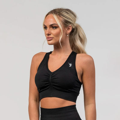 V3 Apparel Empower Seamless Scrunch Sports Bra – Black