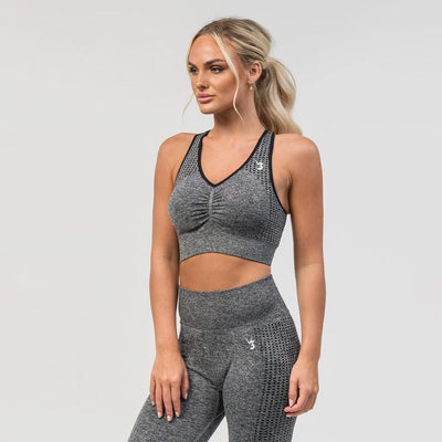 V3 Apparel Empower Seamless Scrunch Sports Bra – Dark Grey Marl