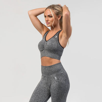 V3 Apparel Empower Seamless Scrunch Sports Bra – Dark Grey Marl