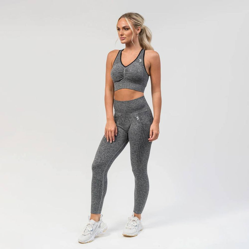 V3 Apparel Empower Seamless Scrunch Sports Bra – Dark Grey Marl