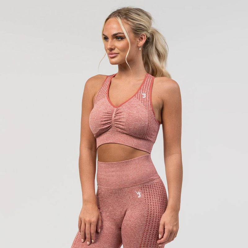 V3 Apparel Empower Seamless Scrunch Sports Bra – Pink Marl