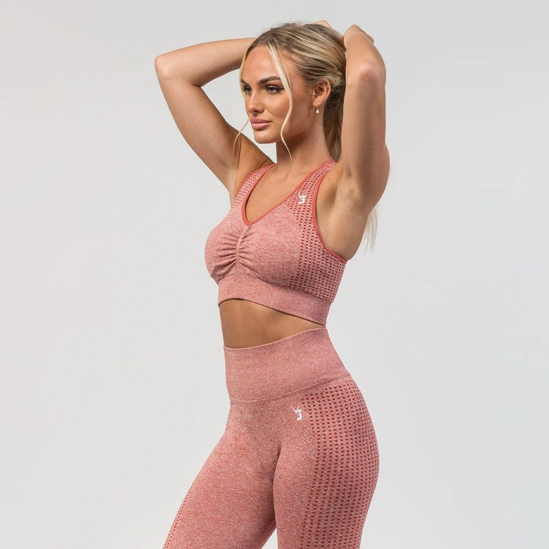 V3 Apparel Empower Seamless Scrunch Sports Bra – Pink Marl