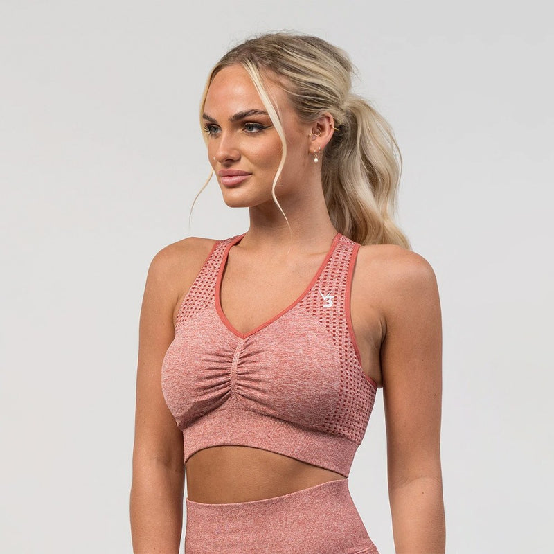 V3 Apparel Empower Seamless Scrunch Sports Bra – Pink Marl