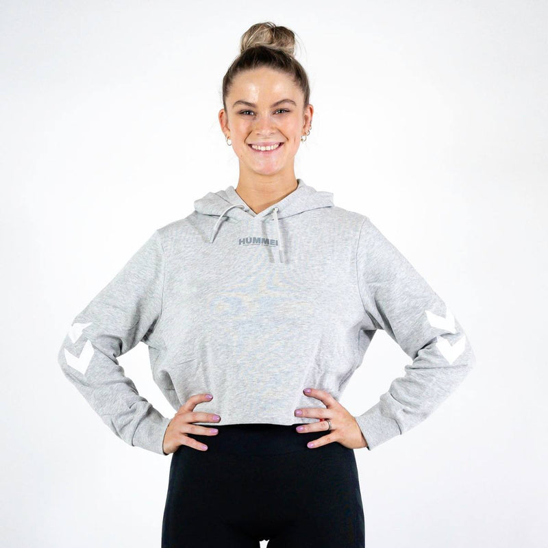 Hummel LEGACY Woman Cropped Hoodie - Grey Melange - Musclehouse.dk