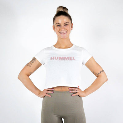 Hummel LEGACY Cropped T-shirt – White - Musclehouse.dk