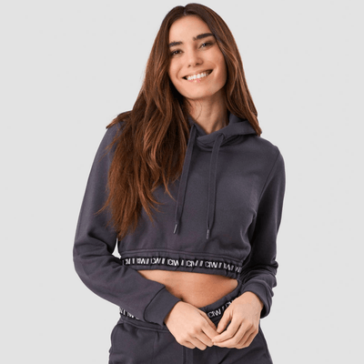 ICANIWILL Chill Out Cropped Hoodie Graphite Wmn - MuscleHouse.dk