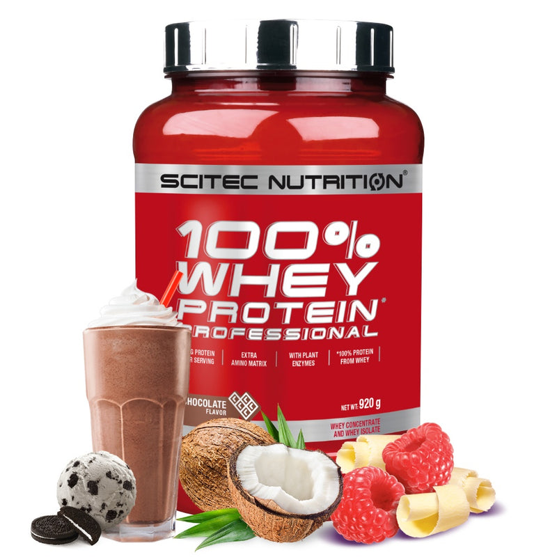 Scitec Nutrition 100% Whey Professional protein pulver hos Muscle House.