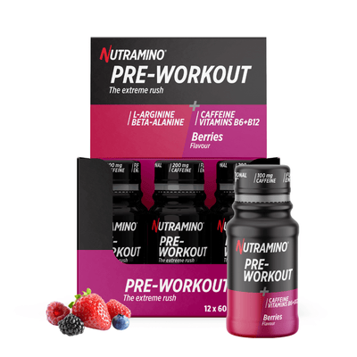 Nutramino +Pro Pre-Workout Shots Berries 60ml (12 stk.) - MuscleHouse.dk